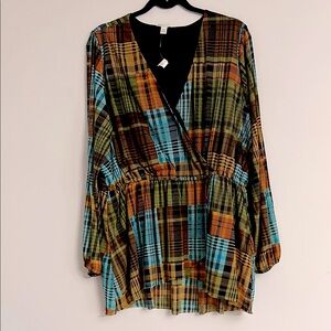 Plaid Multicolor Women's Top